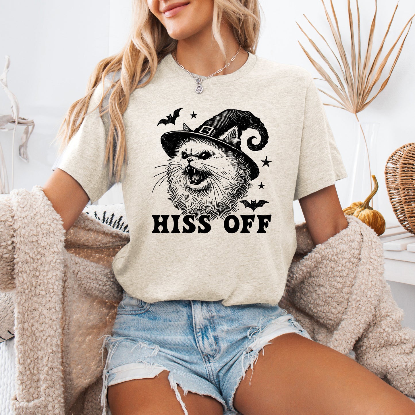 Hiss Off Cat Halloween Witch Funny Graphic Tee Refinery Number One