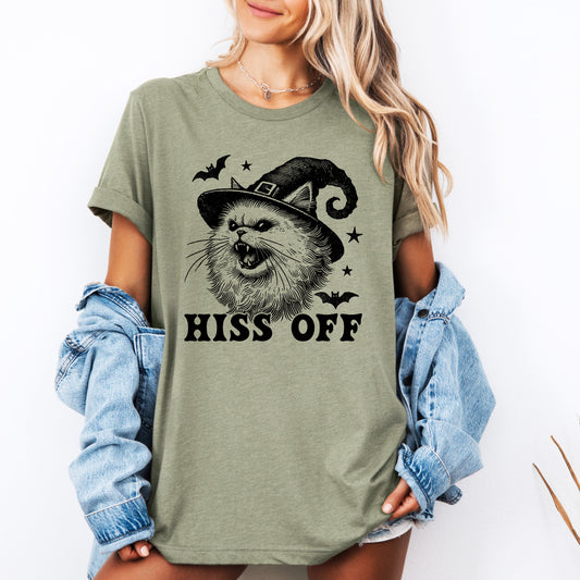Hiss Off Cat Halloween Witch Funny Graphic Tee Refinery Number One
