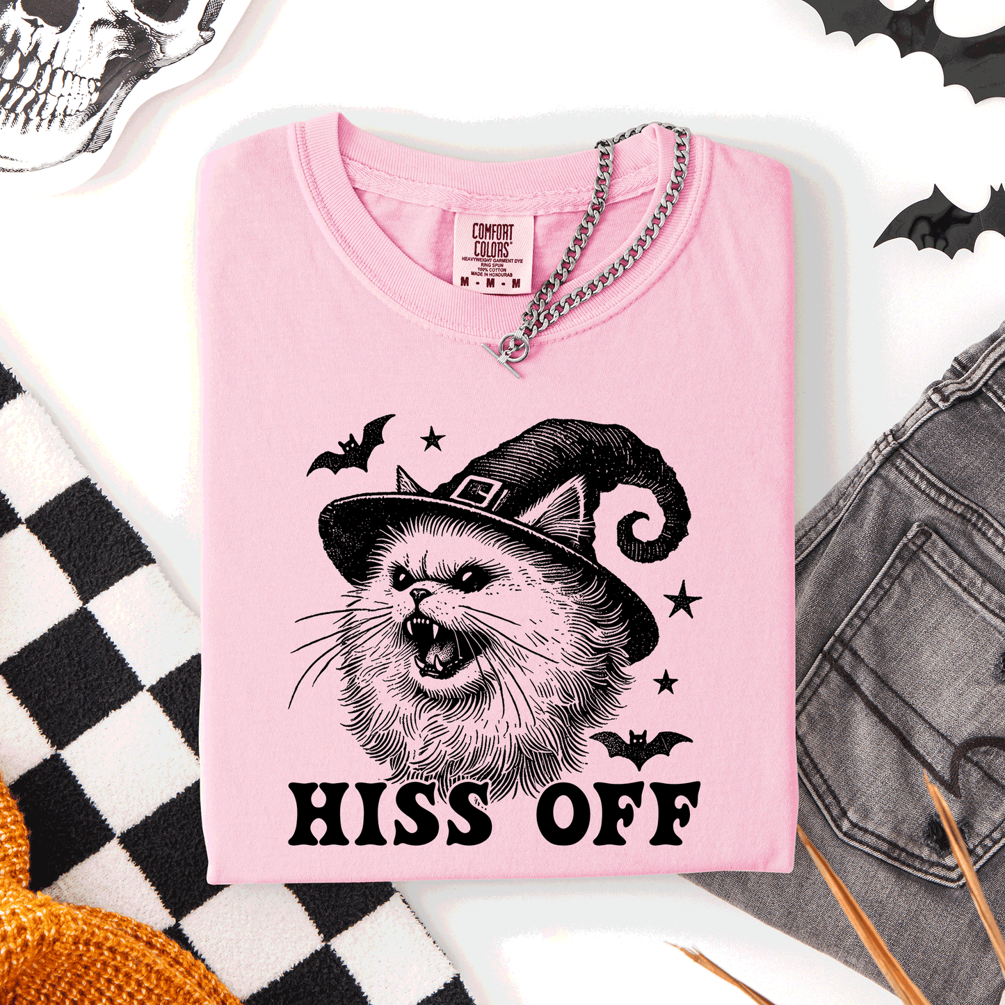 Hiss Off Cat Halloween Witch Funny Graphic Tee Comfort Colors T-Shirt Refinery Number One