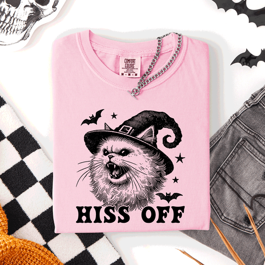 Hiss Off Cat Halloween Witch Funny Graphic Tee Comfort Colors T-Shirt Refinery Number One