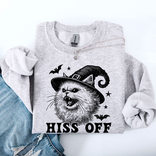 Hiss Off Cat Halloween Witch Funny Graphic Sweatshirt Refinery Number One