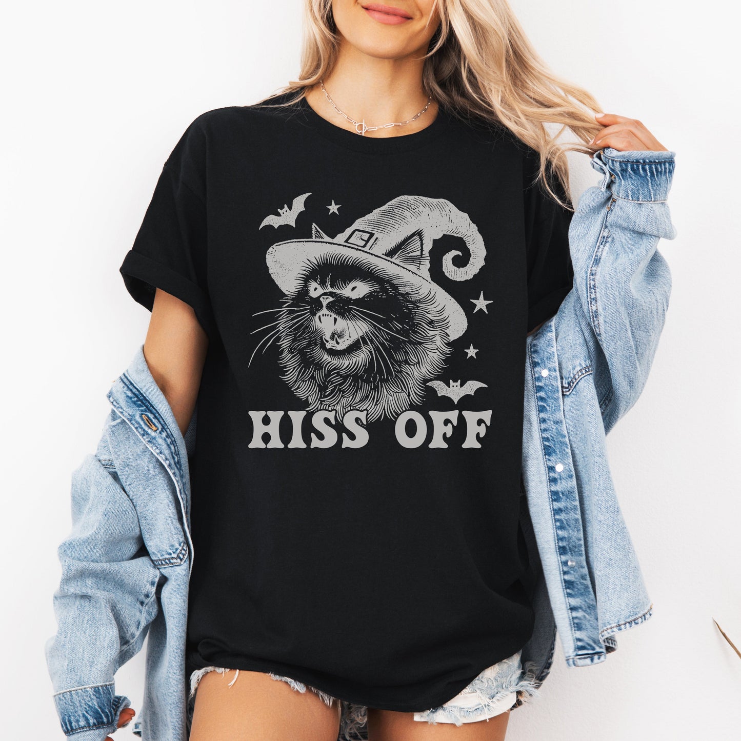 Hiss Off Cat Halloween Witch Funny Graphic Tee Refinery Number One