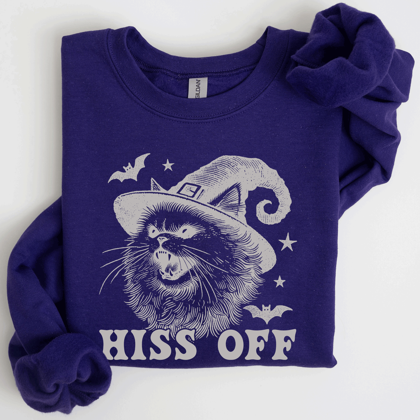 Hiss Off Cat Halloween Witch Funny Graphic Sweatshirt Refinery Number One