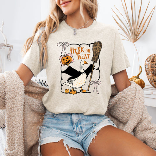 Honk or Treat Cute Goose Halloween Witch Tshirt Refinery Number One
