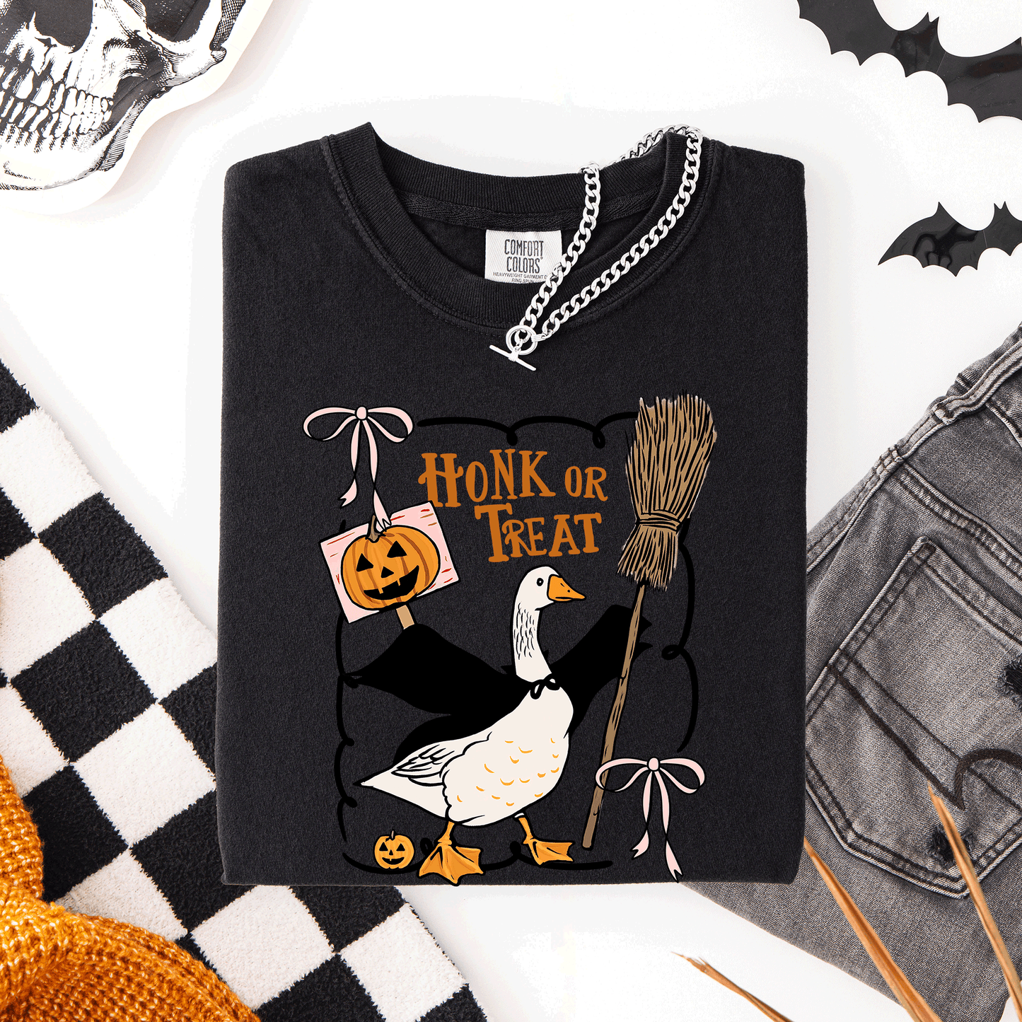 Honk or Treat Cute Goose Halloween Witch Comfort Colors T-Shirt Refinery Number One