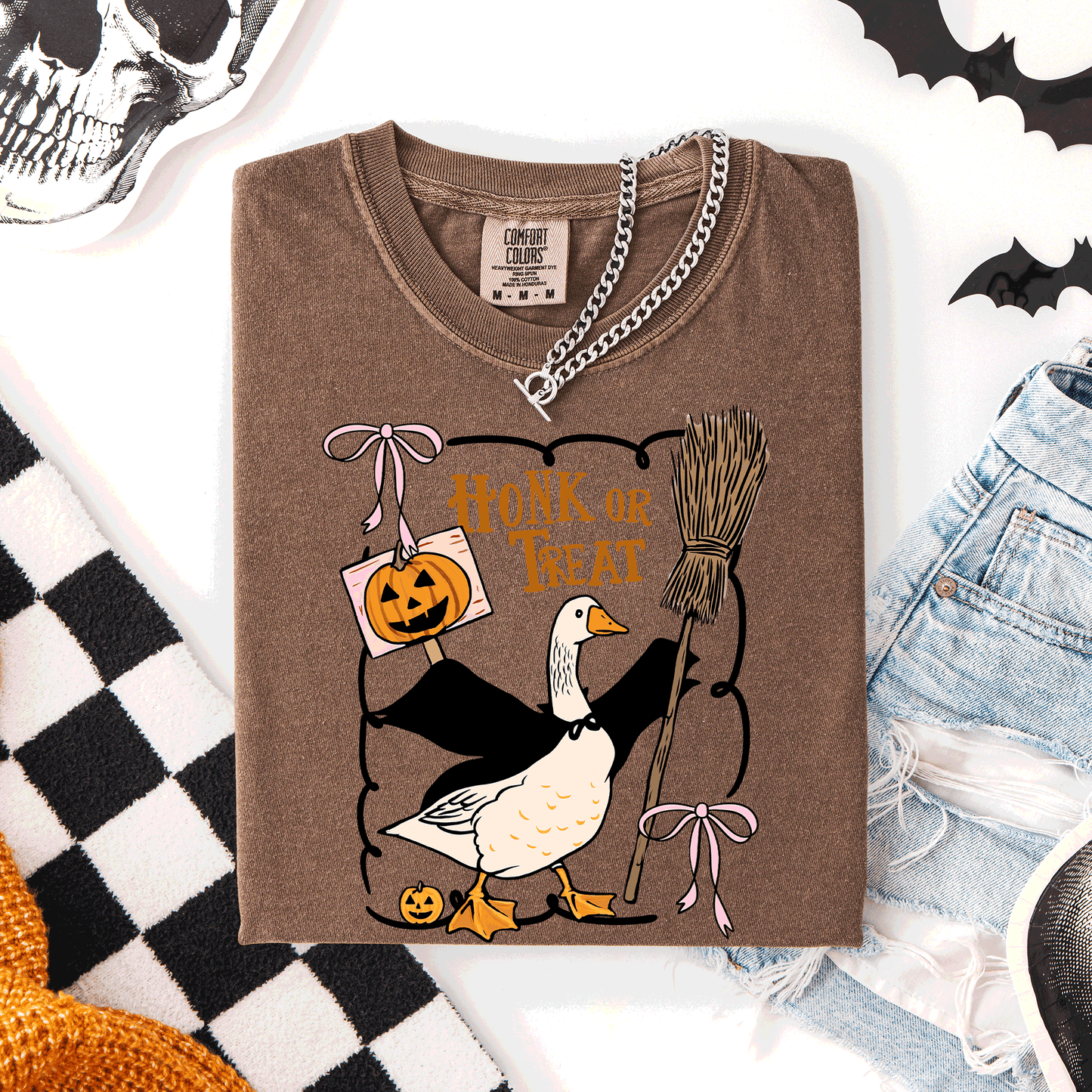 Honk or Treat Cute Goose Halloween Witch Comfort Colors T-Shirt Refinery Number One