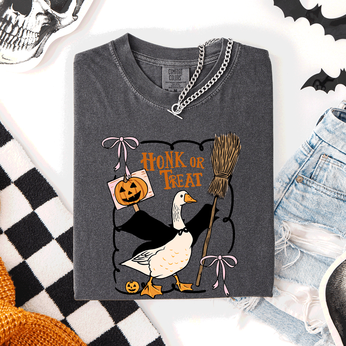 Honk or Treat Cute Goose Halloween Witch Comfort Colors T-Shirt Refinery Number One