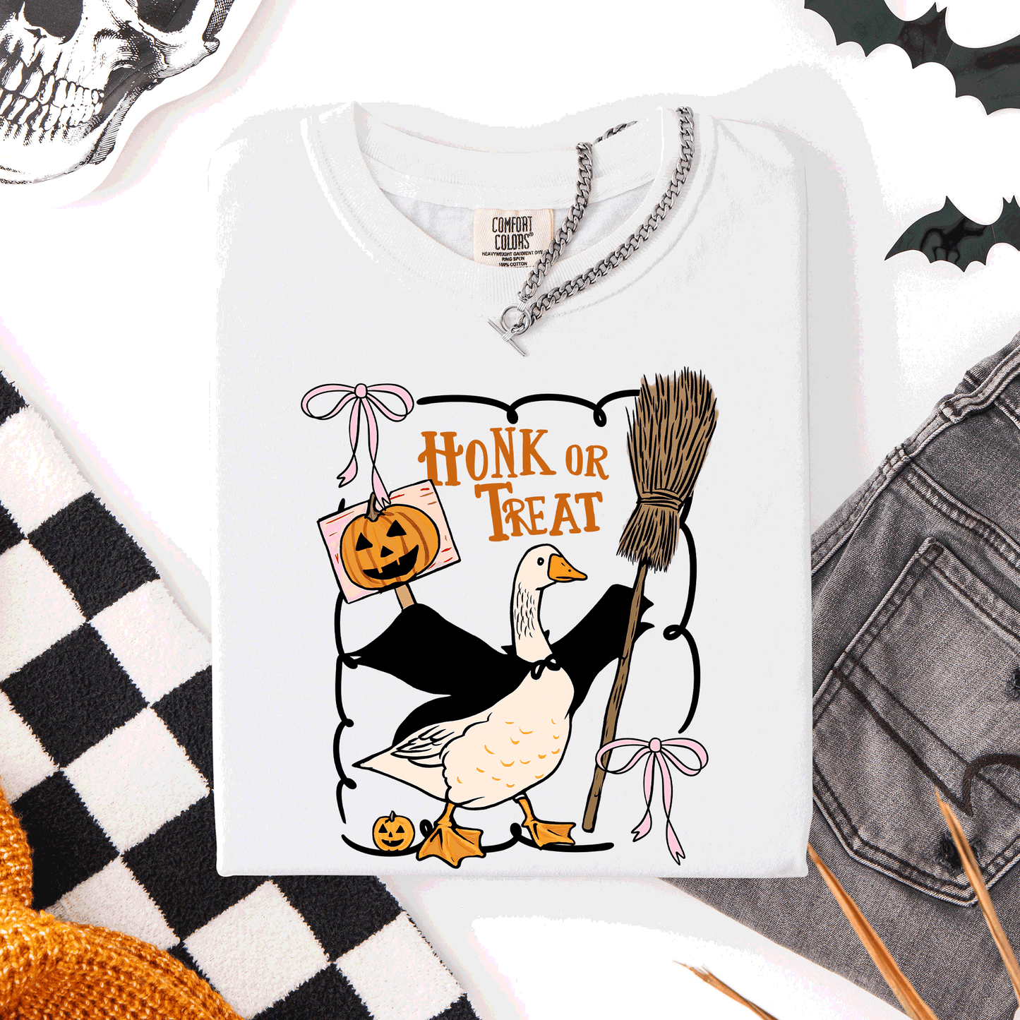 Honk or Treat Cute Goose Halloween Witch Comfort Colors T-Shirt Refinery Number One