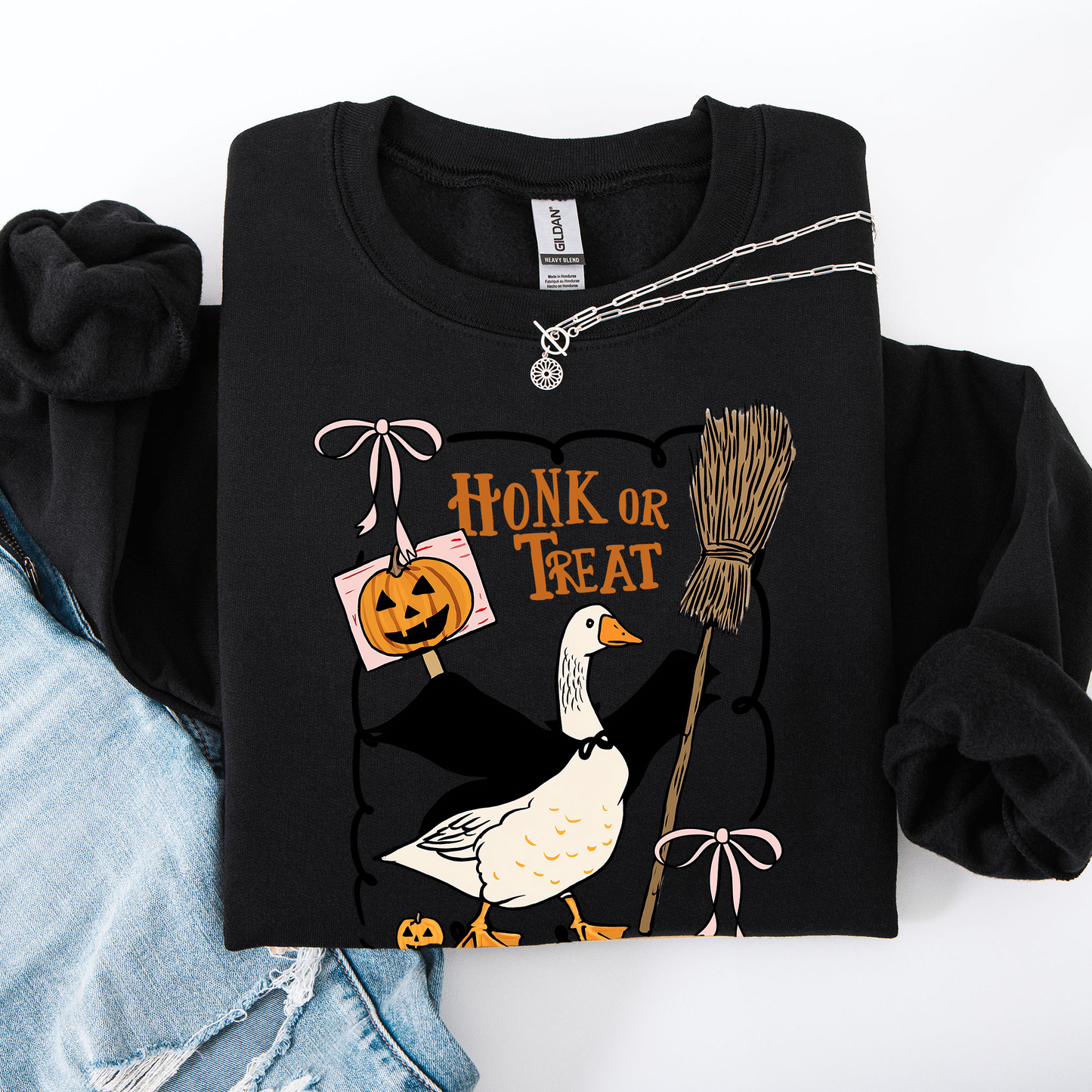 Honk or Treat Cute Goose Halloween Witch Sweatshirt Refinery Number One