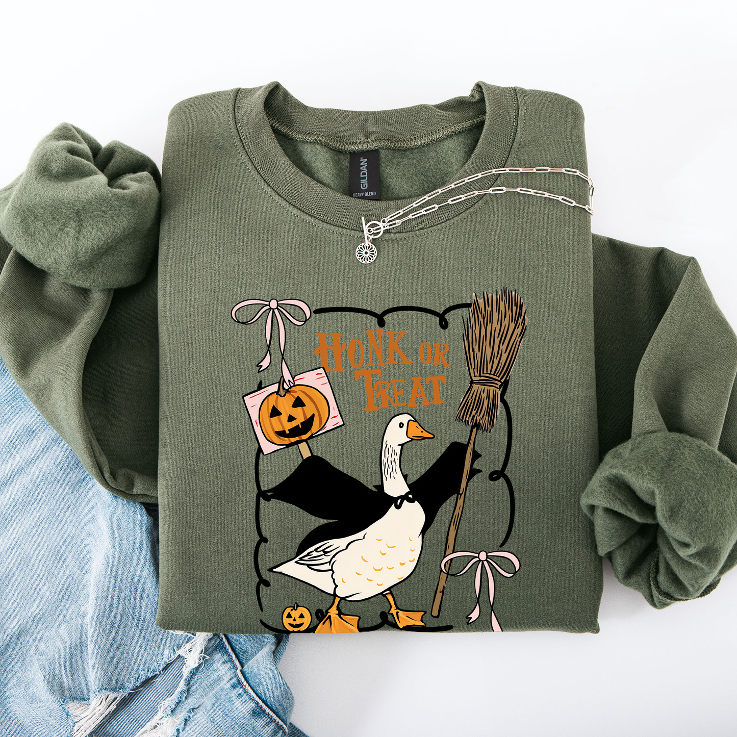 Honk or Treat Cute Goose Halloween Witch Sweatshirt Refinery Number One