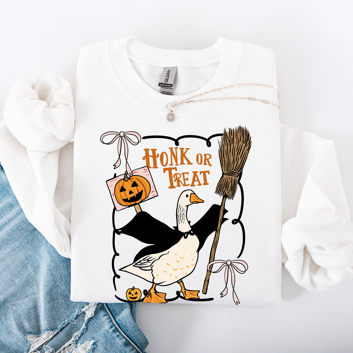 Honk or Treat Cute Goose Halloween Witch Sweatshirt Refinery Number One