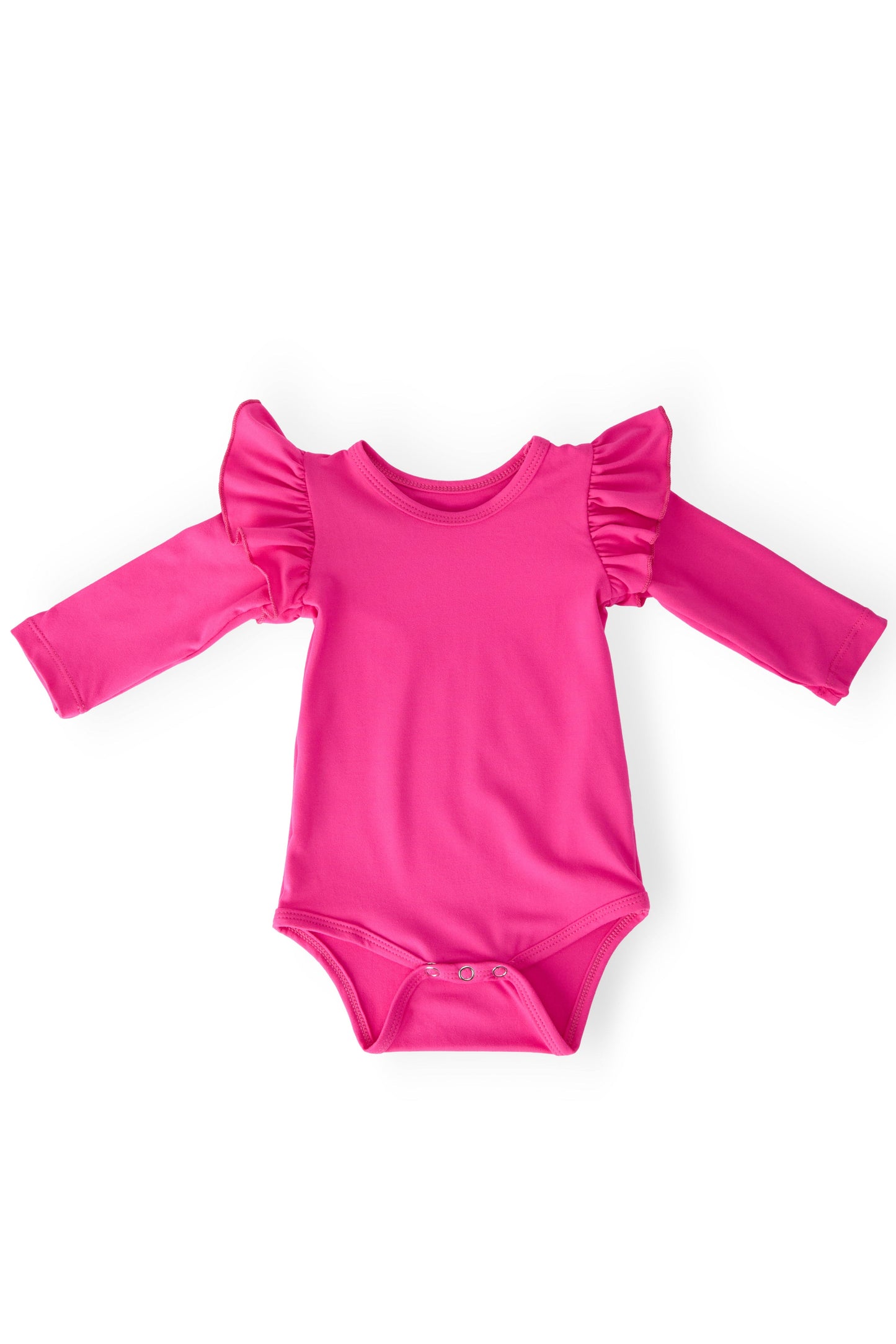 Hot Pink Long Sleeve Flutter Bodysuit Mila & Rose