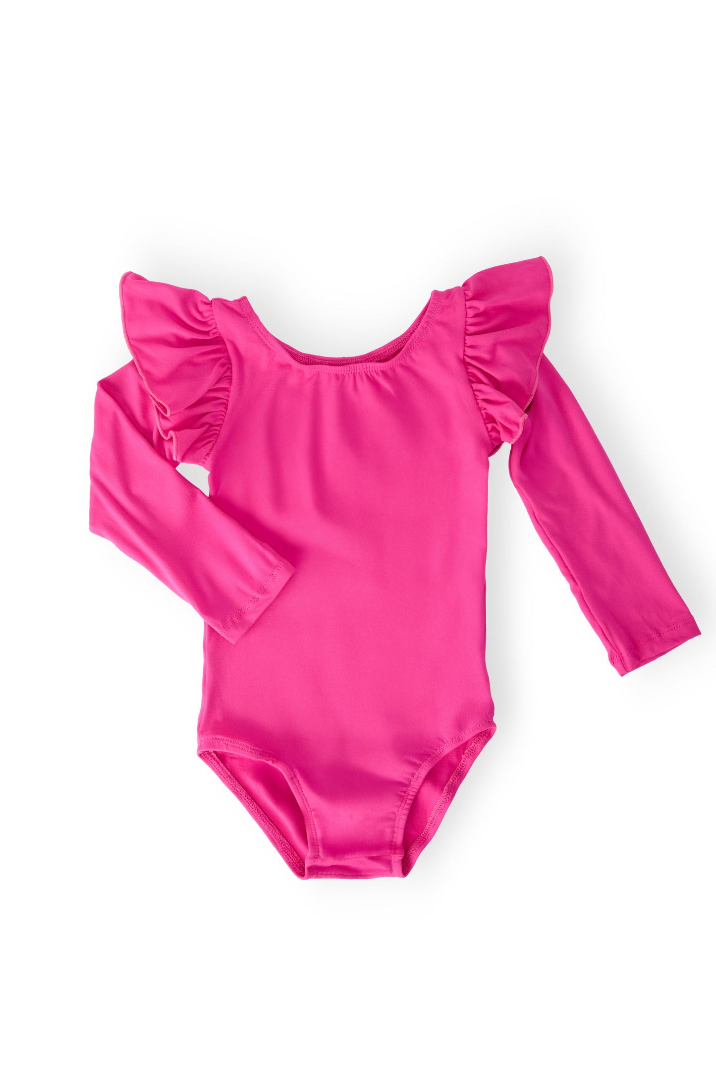 Hot Pink Long Sleeve Flutter Sleeve Leotard Mila & Rose