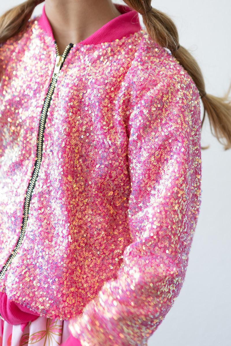 Hot Pink Sequin Jacket Key Attribute Jacket Mila & Rose
