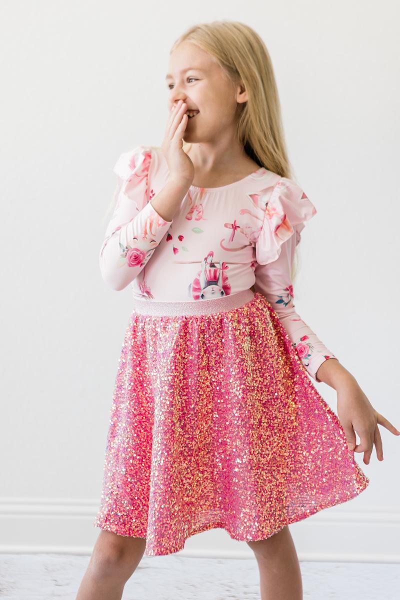 Hot Pink Sequin Key Attribute Twirl Skort