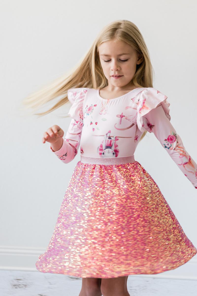 Hot Pink Sequin Key Attribute Twirl Skort