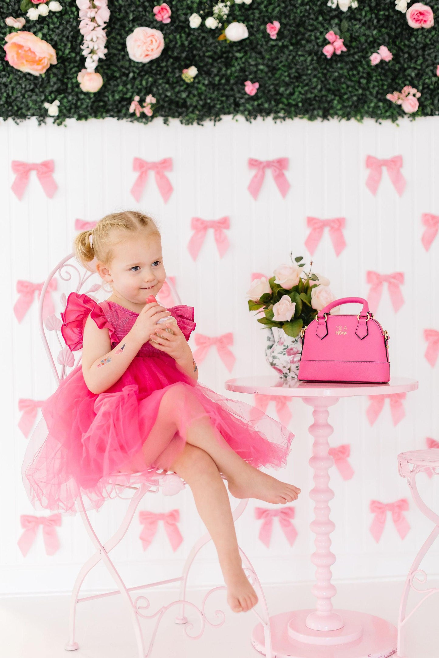 Hot Pink Shimmer Flutter Sleeve Tutu Dress Mila & Rose