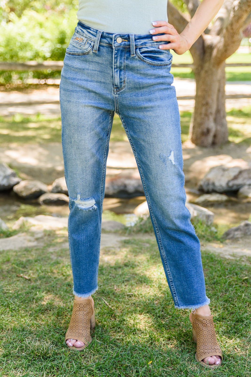 Embroidered Hi-Rise Slim Fit Boyfriend Jeans Judy Blue