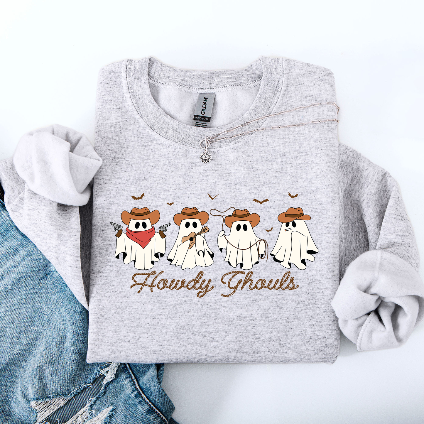 Cowboy Ghosts Western Halloween Sweatshirt Howdy Ghouls