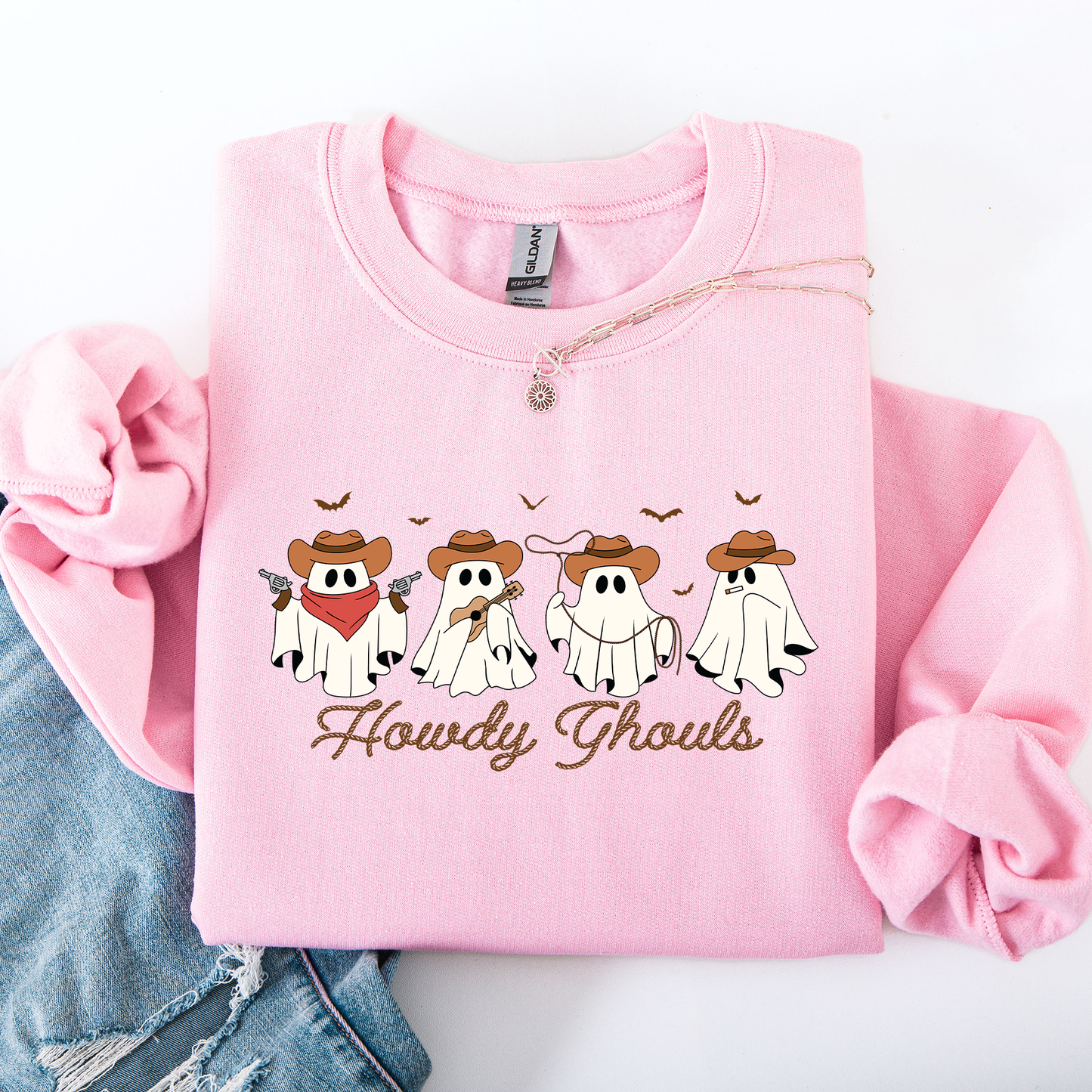 Cowboy Ghosts Western Halloween Sweatshirt Howdy Ghouls