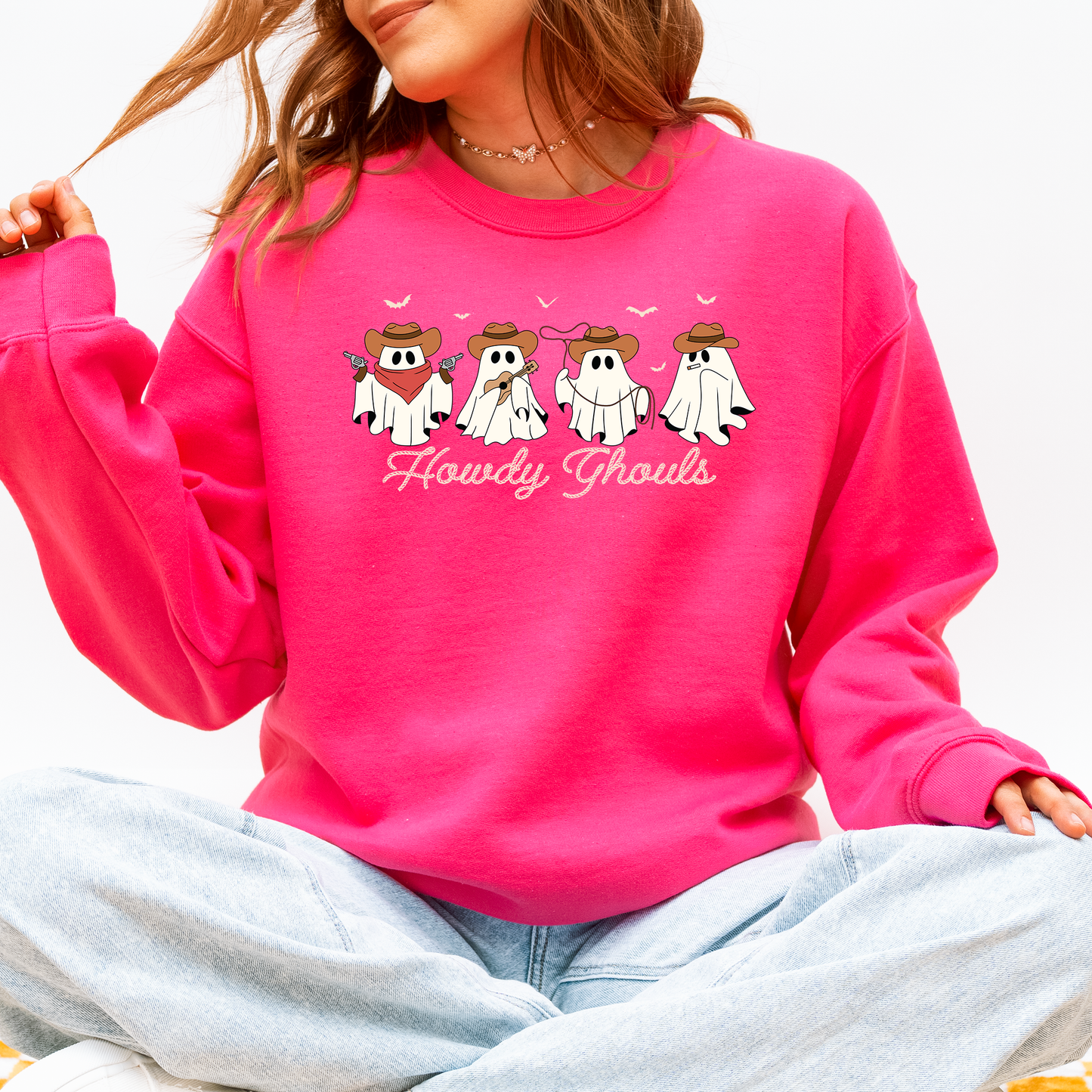 Cowboy Ghosts Western Halloween Sweatshirt Howdy Ghouls