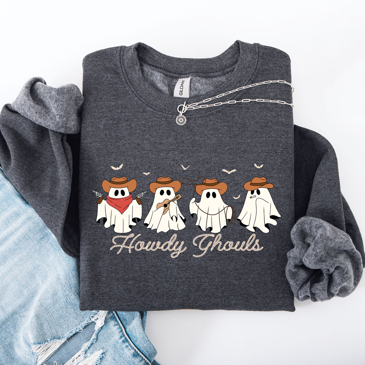 Cowboy Ghosts Western Halloween Sweatshirt Howdy Ghouls