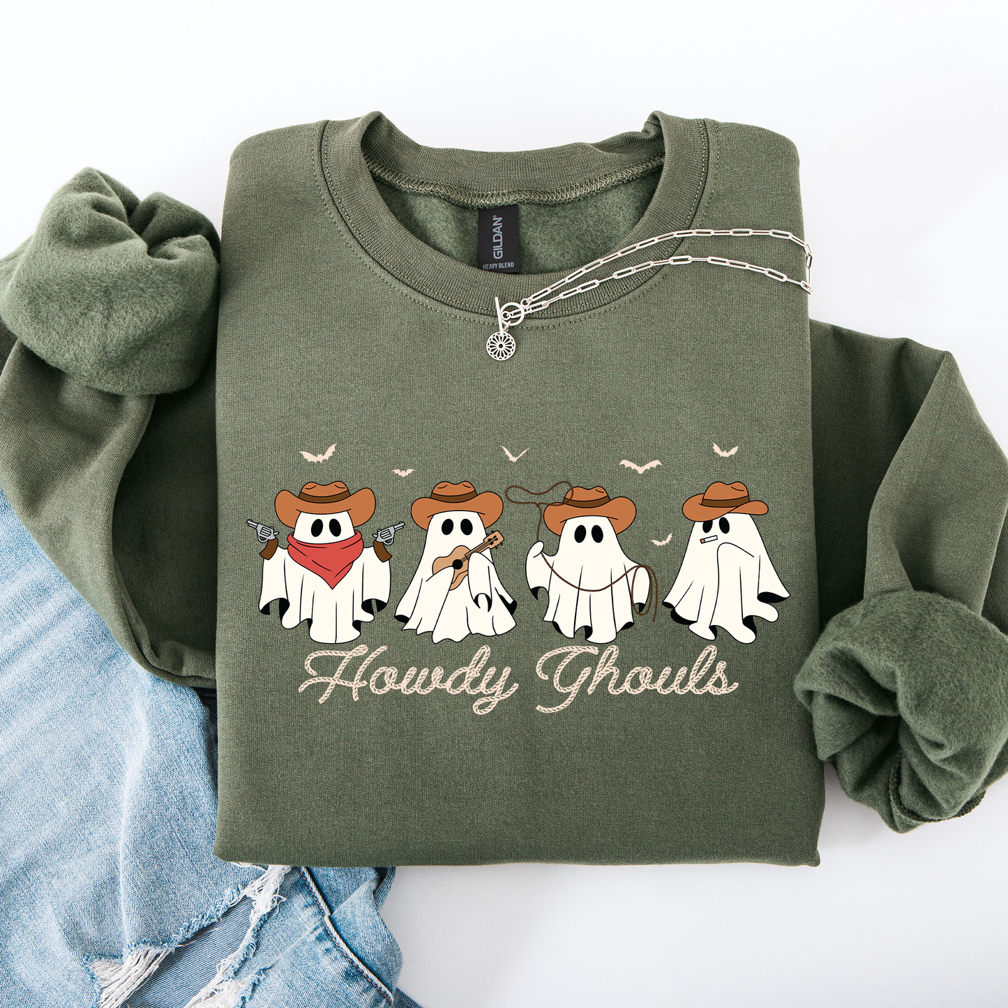 Cowboy Ghosts Western Halloween Sweatshirt Howdy Ghouls