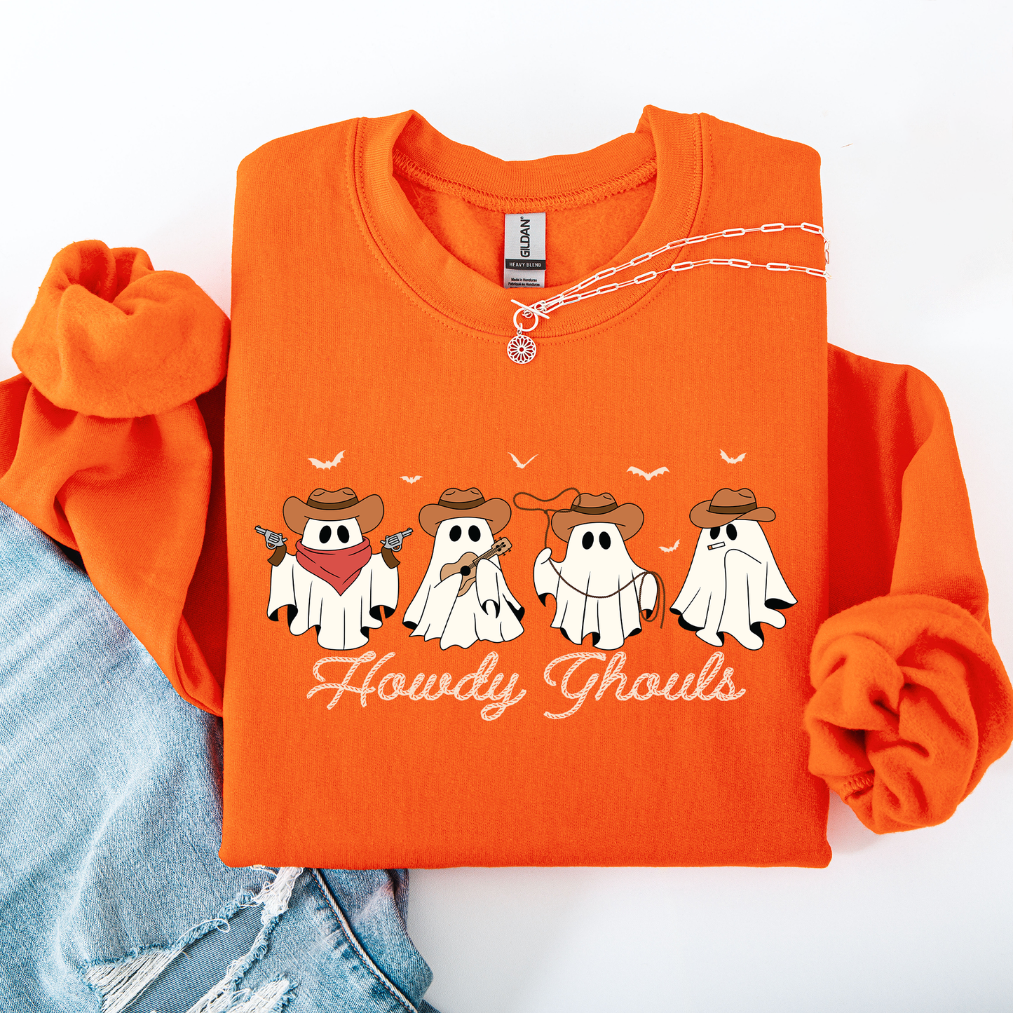 Cowboy Ghosts Western Halloween Sweatshirt Howdy Ghouls