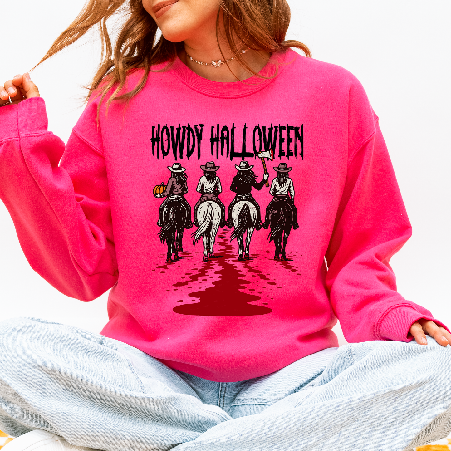 Howdy Halloween Cowgirls Western Spooky Sweatshirt Refinery Number One