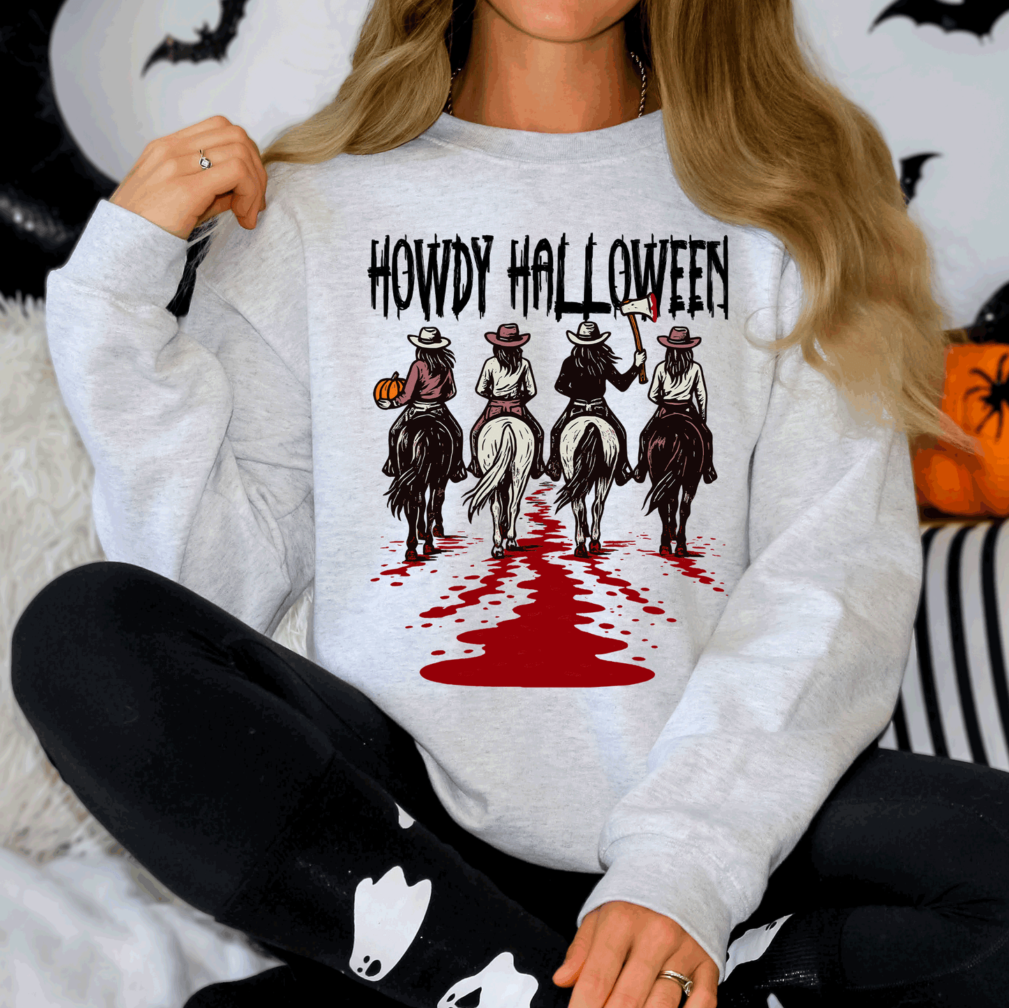 Howdy Halloween Cowgirls Western Spooky Sweatshirt Refinery Number One