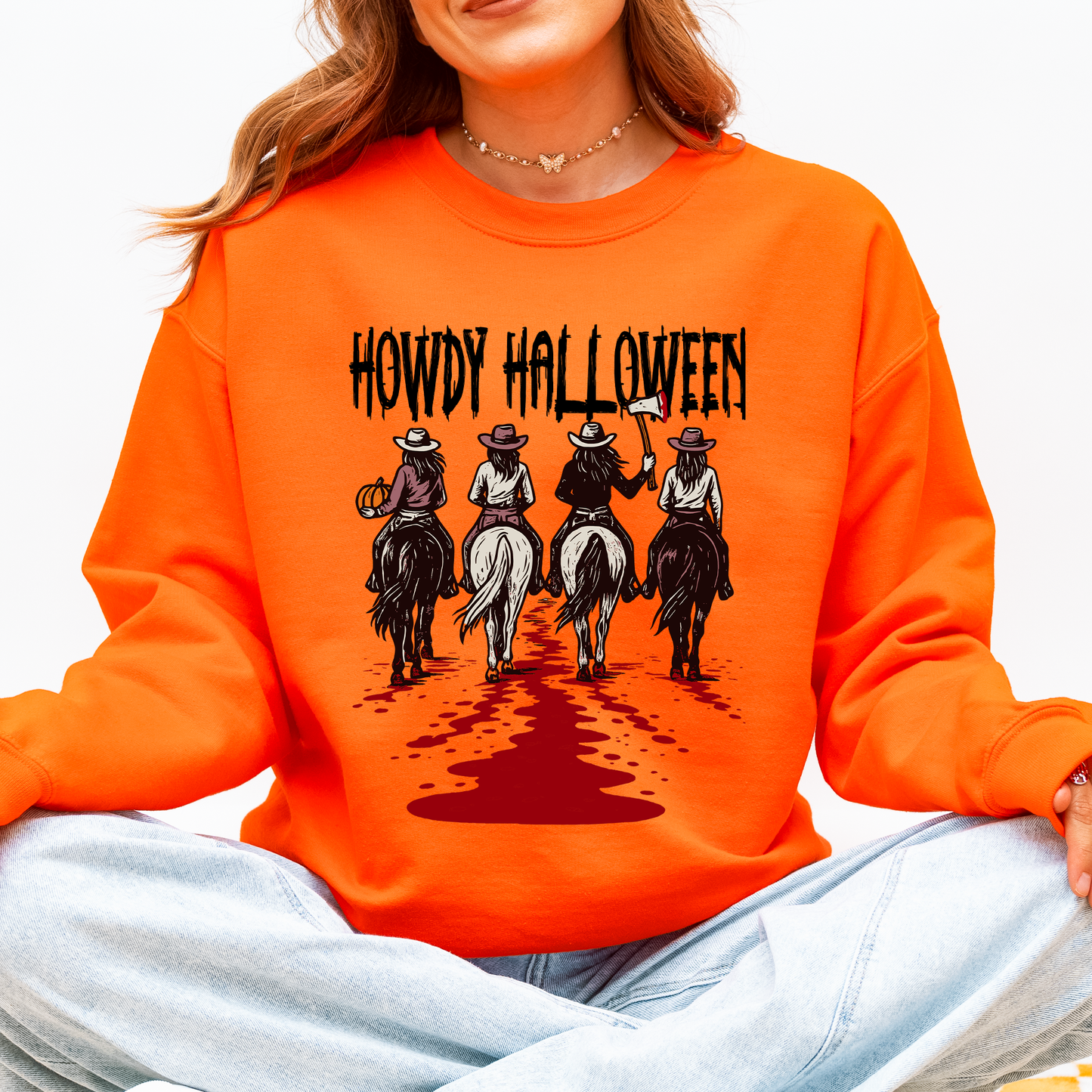 Howdy Halloween Cowgirls Western Spooky Sweatshirt Refinery Number One