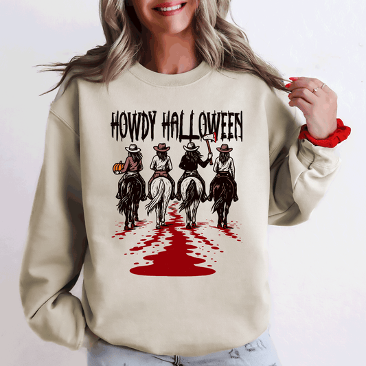 Howdy Halloween Cowgirls Western Spooky Sweatshirt Refinery Number One