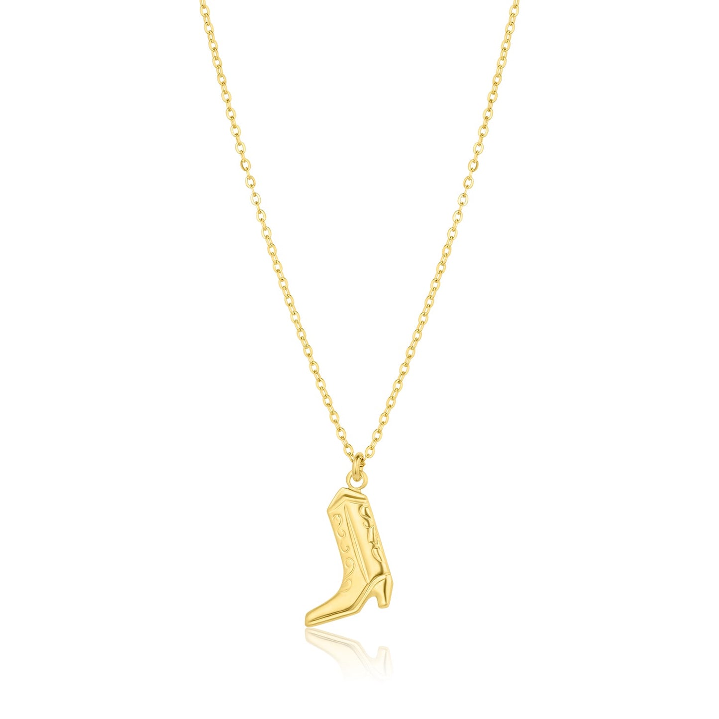 14k Gold Filled 20' Chain Necklace with 12mm Solid Gold Cowboy Boot Charm Houston Necklace