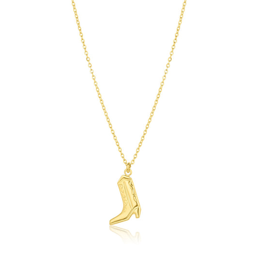 14k Gold Filled 20' Chain Necklace with 12mm Solid Gold Cowboy Boot Charm Houston Necklace