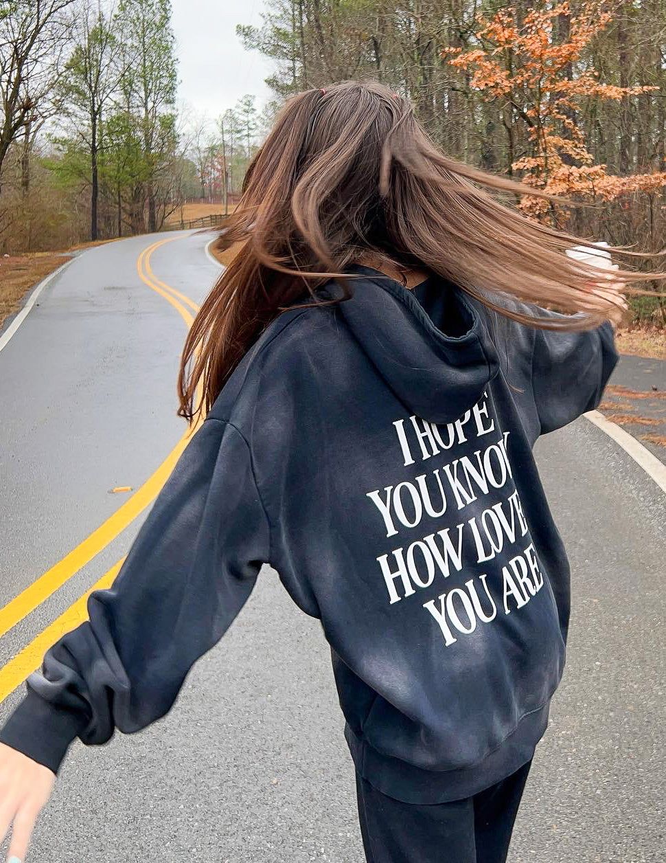 Unisex Hoodie Black Relaxed Fit I Hope You Know