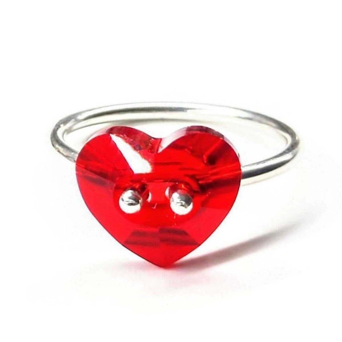 Swarovski Crystal Heart Ring Red Bling I Love You Ring Alexa Martha Designs