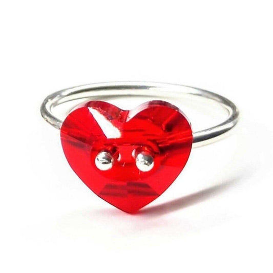 Swarovski Crystal Heart Ring Red Bling I Love You Ring Alexa Martha Designs