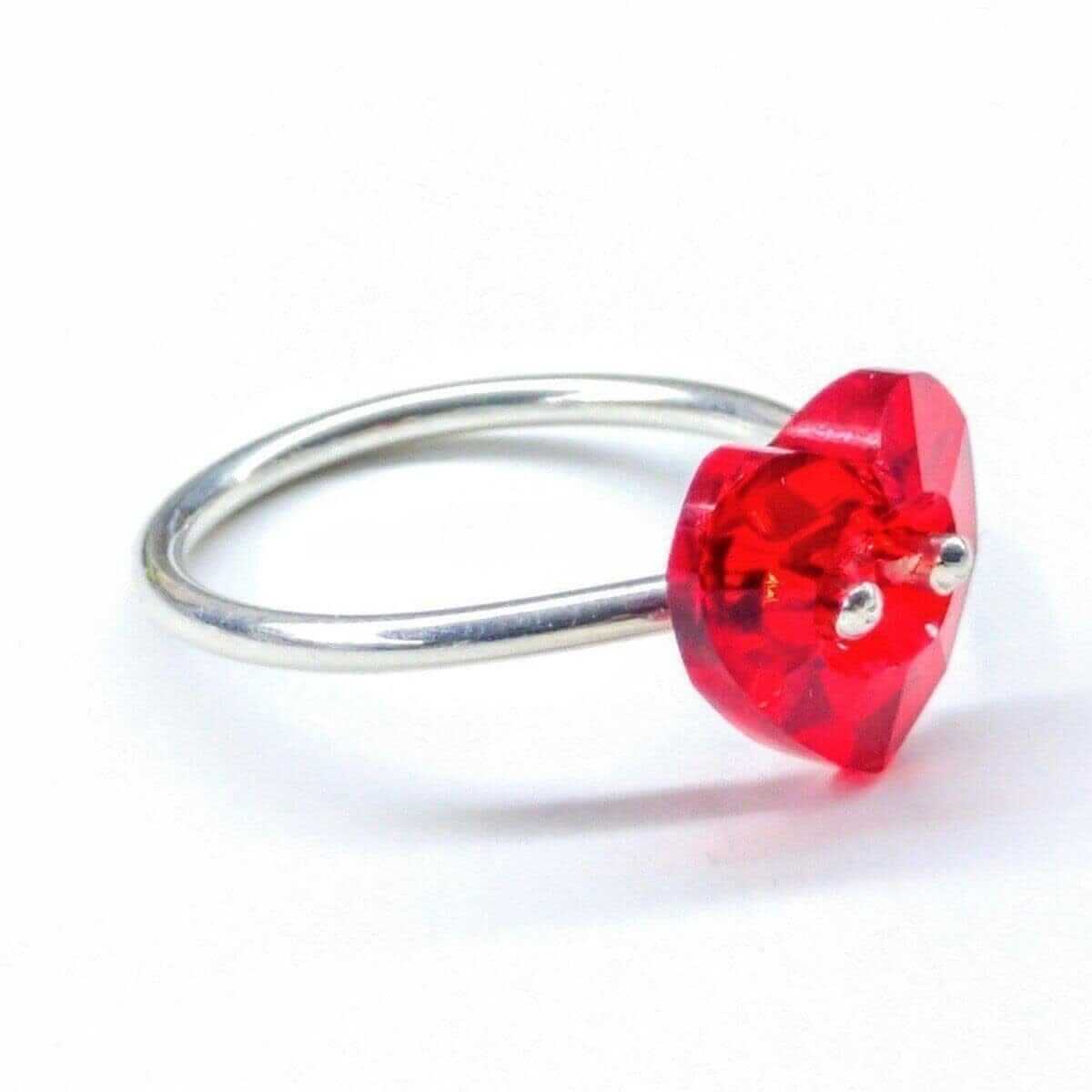 Swarovski Crystal Heart Ring Red Bling I Love You Ring Alexa Martha Designs