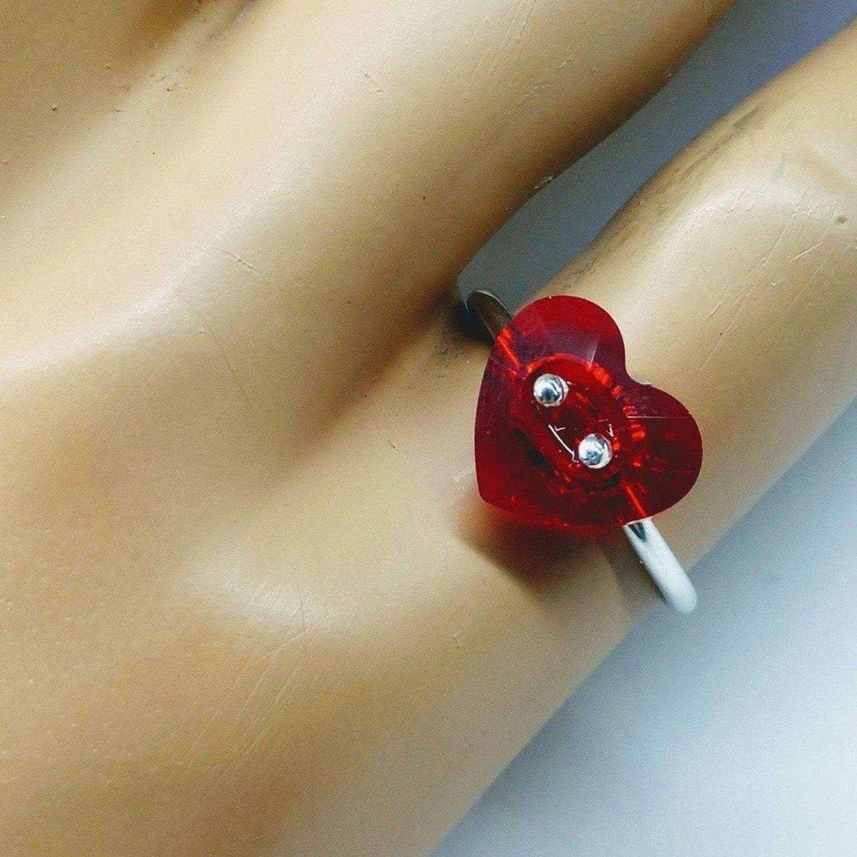 Swarovski Crystal Heart Ring Red Bling I Love You Ring Alexa Martha Designs