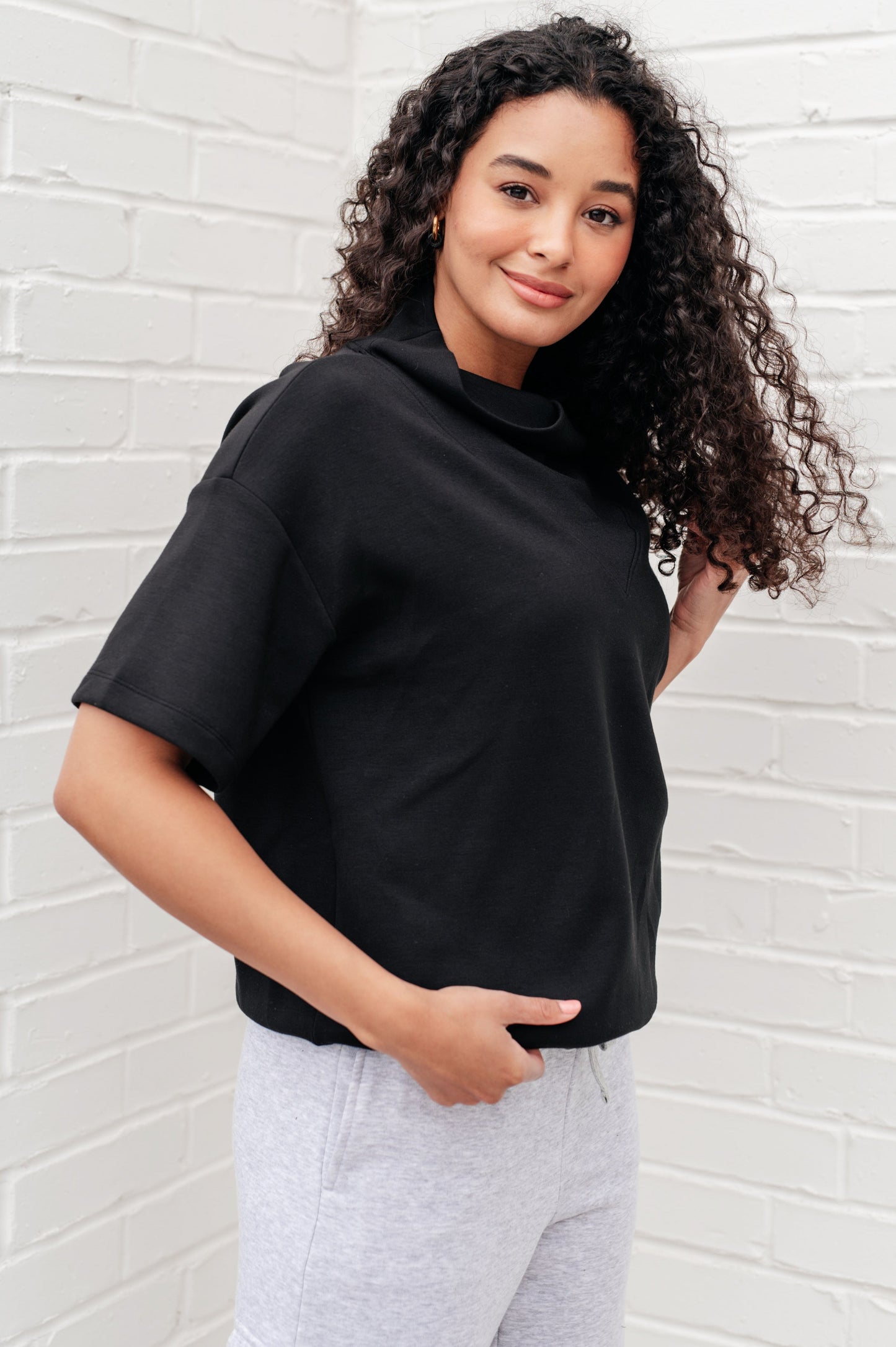 Mock Neck Black Top I Just Felt Like It Sweet Rae's Boutique
