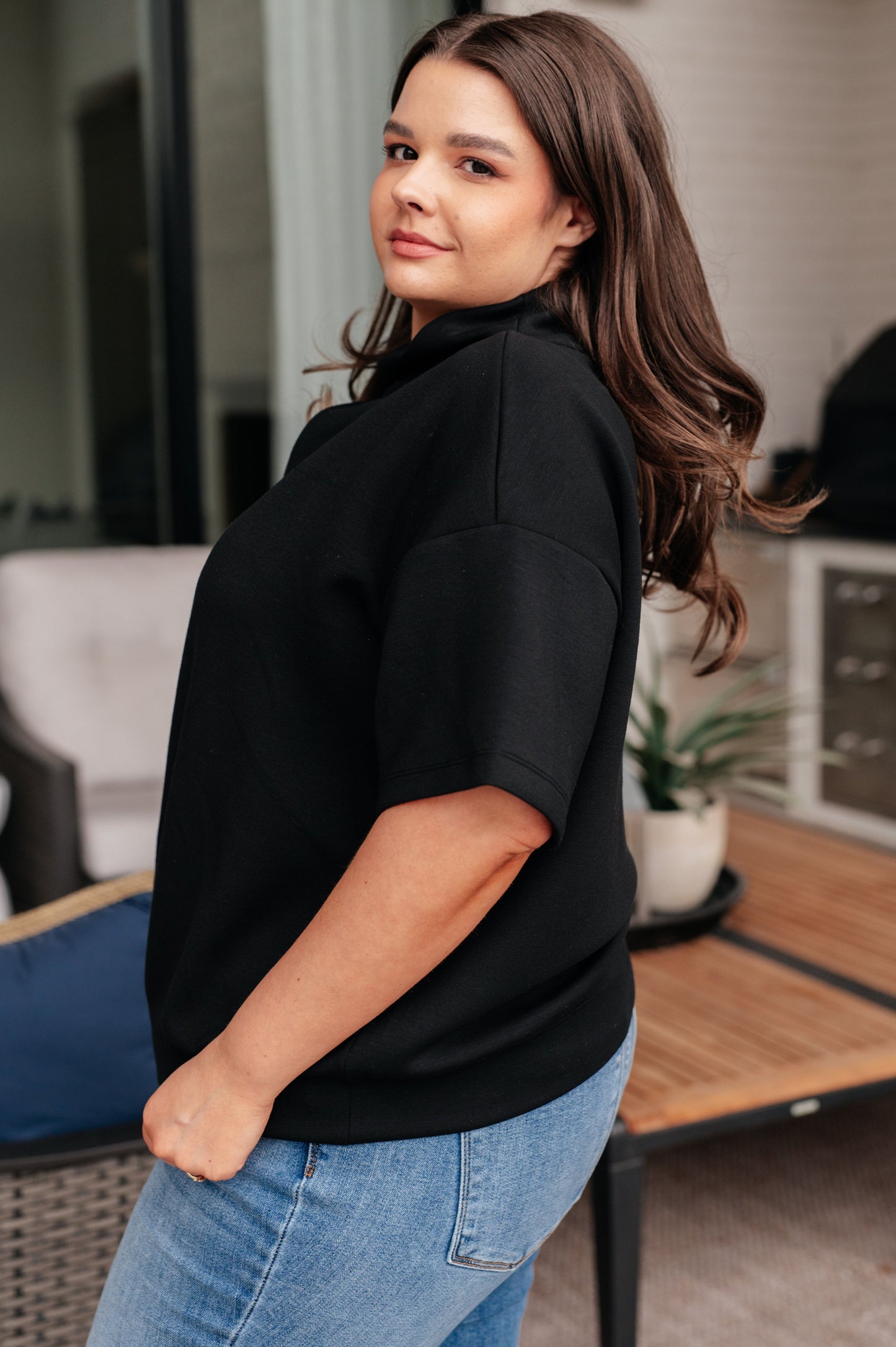 Mock Neck Black Top I Just Felt Like It Sweet Rae's Boutique