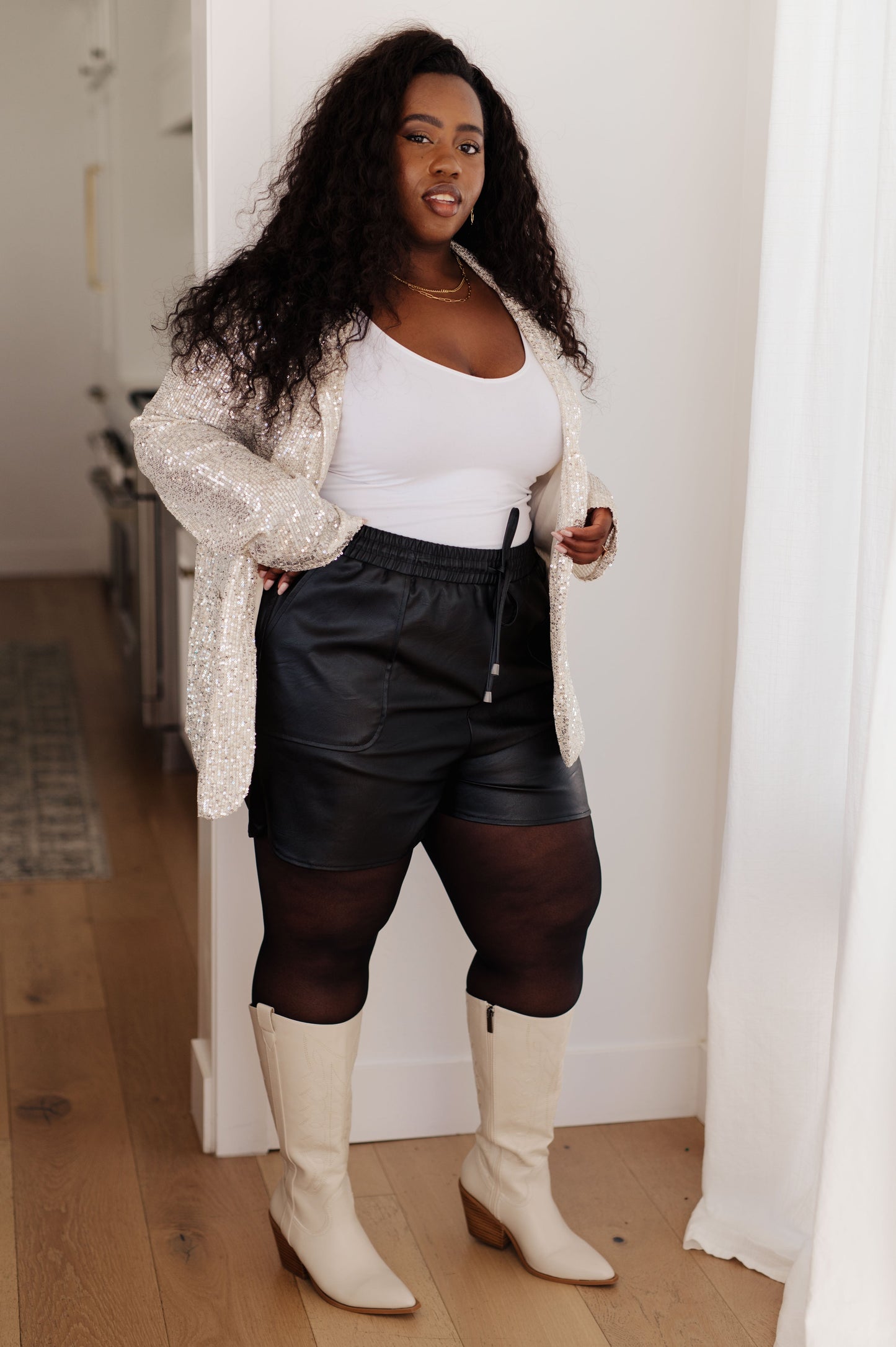 Faux Leather High Rise Tulip Hem Shorts Thought That Counts