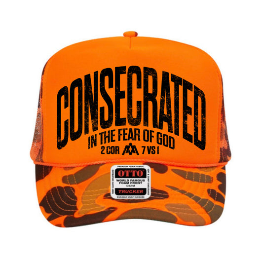 Foam Neon Orange/Camo High-Profile Trucker Hat CONSECRATED