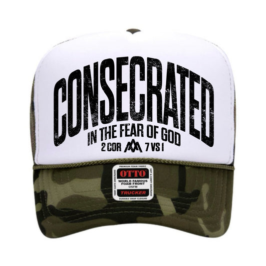 Consecrated White Camo Foam Trucker Hat