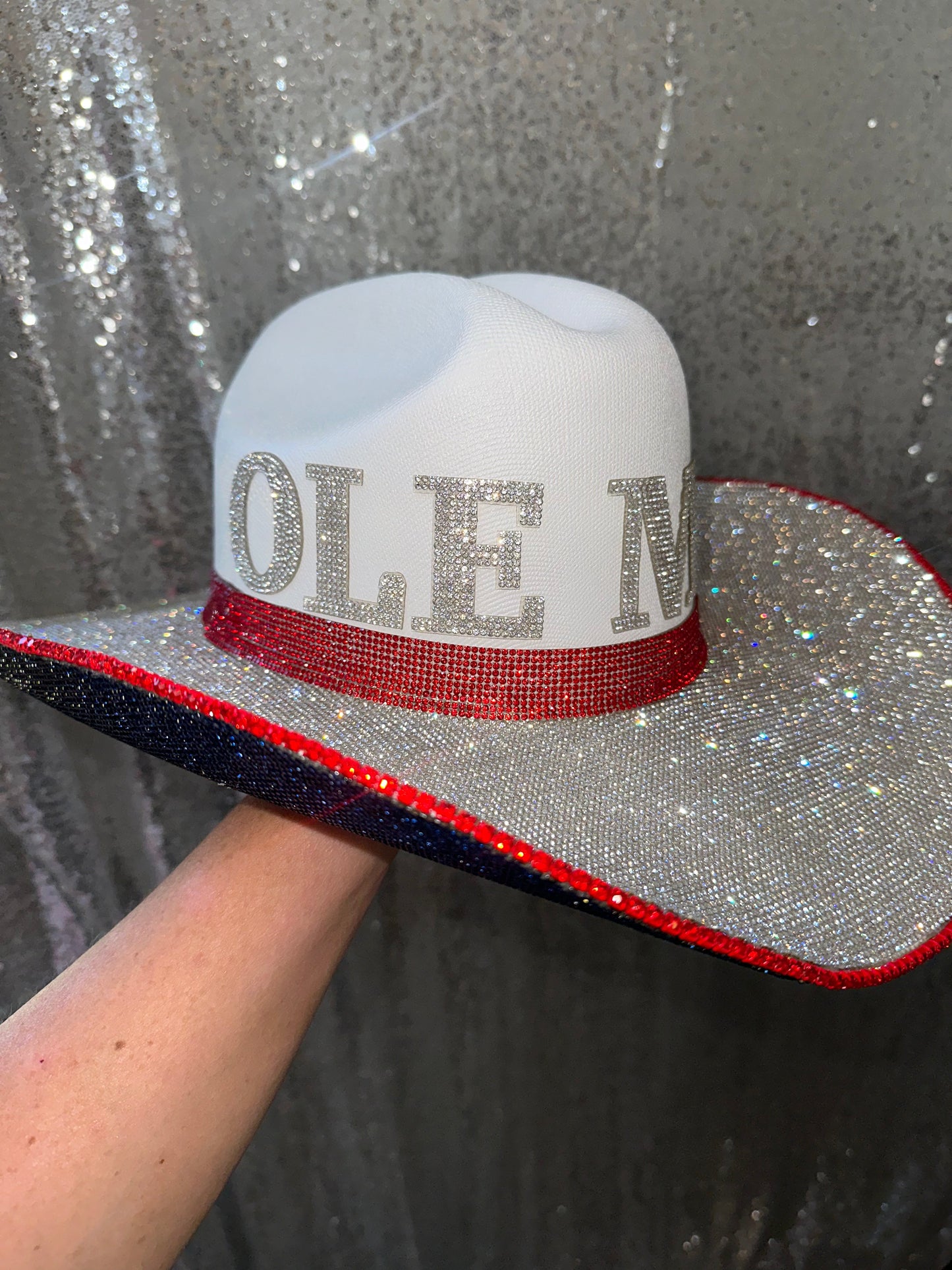 Ole Miss White Straw Rhinestone Hat Rhinestone Cowgirl