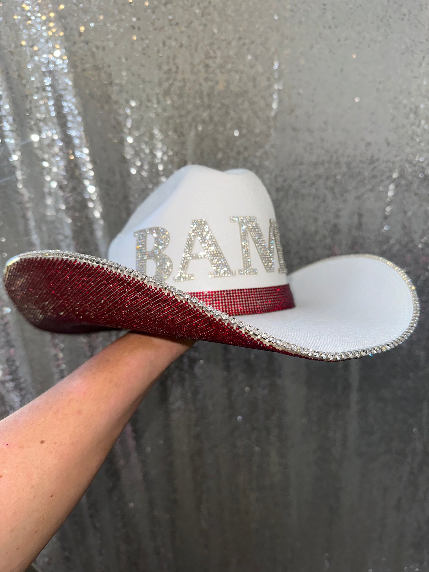 BAMA Crystal Rhinestone Straw Hat College Fan Apparel