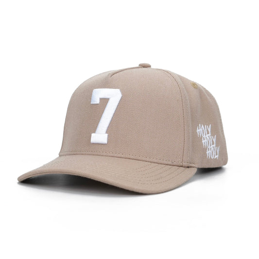 ‘7’ Premium Wool Blend SnapBack - Khaki/White