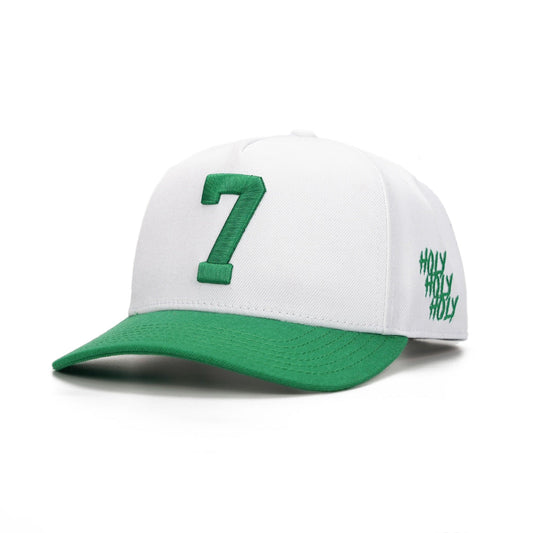 ‘7’ Premium Wool Blend SnapBack - White/Kelly Green