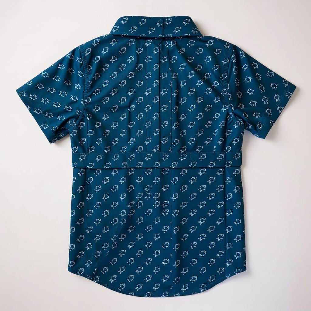 Fishing Shirt Blue Fish Button Up for Kids