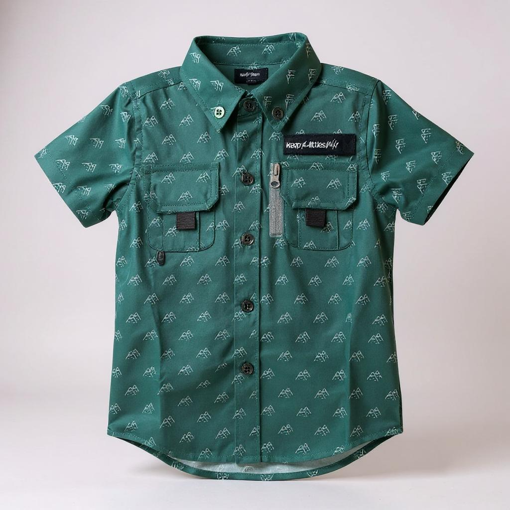 Fishing Shirt Green Mountains Button Up